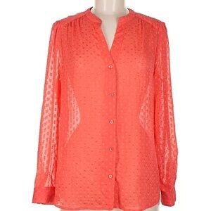 Banana Republic Vibrant Coral Textured Blouse